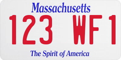 MA license plate 123WF1