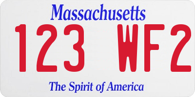 MA license plate 123WF2