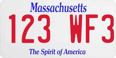 MA license plate 123WF3
