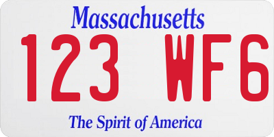 MA license plate 123WF6