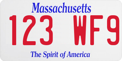 MA license plate 123WF9