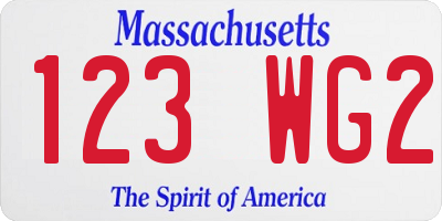 MA license plate 123WG2