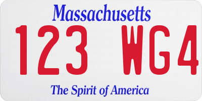 MA license plate 123WG4
