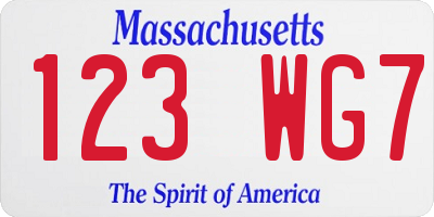 MA license plate 123WG7