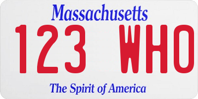 MA license plate 123WH0