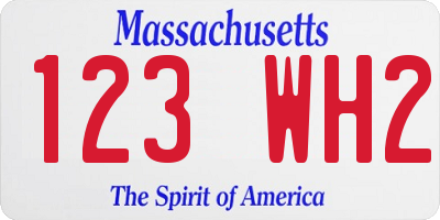 MA license plate 123WH2