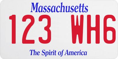 MA license plate 123WH6