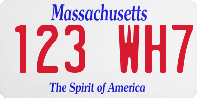 MA license plate 123WH7