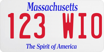 MA license plate 123WI0