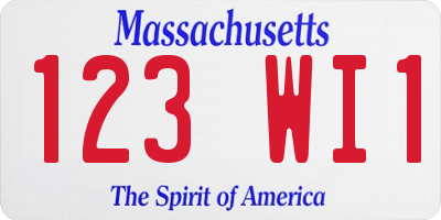 MA license plate 123WI1