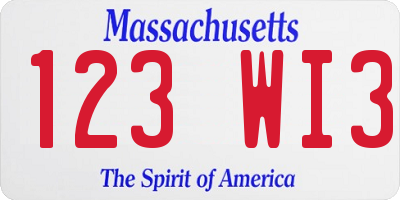 MA license plate 123WI3