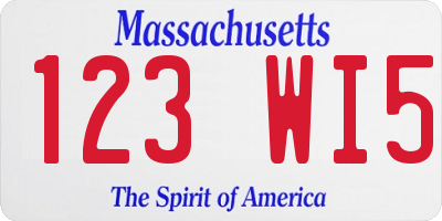 MA license plate 123WI5