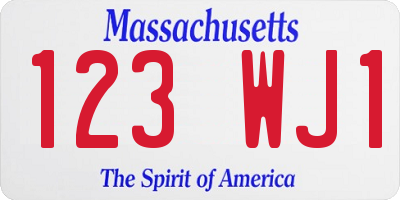 MA license plate 123WJ1