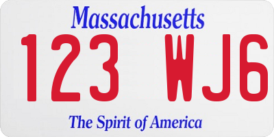 MA license plate 123WJ6