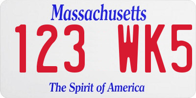 MA license plate 123WK5