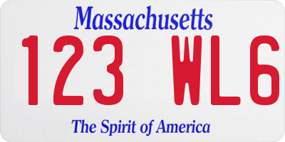 MA license plate 123WL6