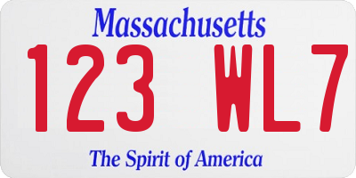 MA license plate 123WL7