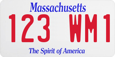 MA license plate 123WM1