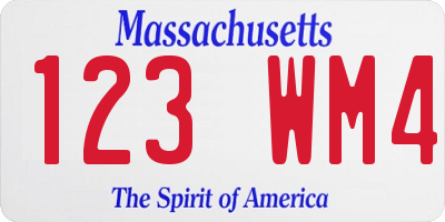 MA license plate 123WM4