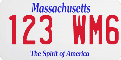 MA license plate 123WM6