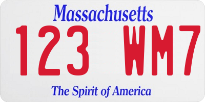 MA license plate 123WM7
