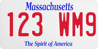 MA license plate 123WM9