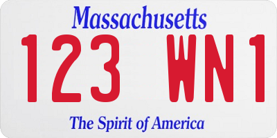 MA license plate 123WN1
