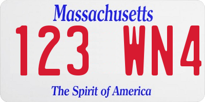 MA license plate 123WN4