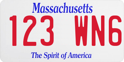 MA license plate 123WN6