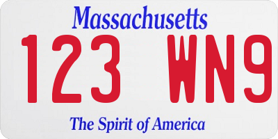MA license plate 123WN9