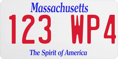 MA license plate 123WP4