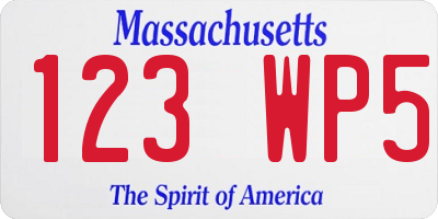 MA license plate 123WP5