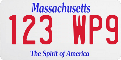 MA license plate 123WP9