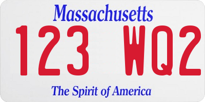 MA license plate 123WQ2