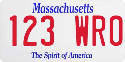 MA license plate 123WR0