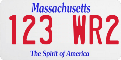 MA license plate 123WR2