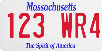 MA license plate 123WR4