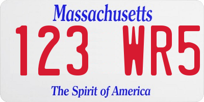 MA license plate 123WR5