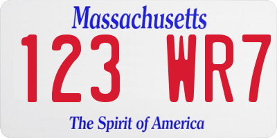 MA license plate 123WR7