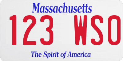 MA license plate 123WS0
