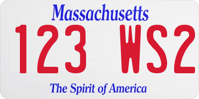 MA license plate 123WS2
