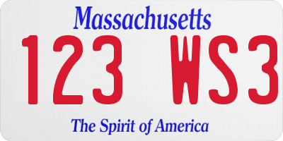 MA license plate 123WS3