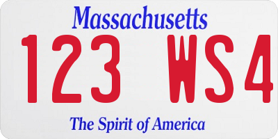 MA license plate 123WS4
