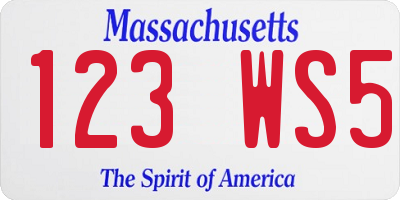 MA license plate 123WS5