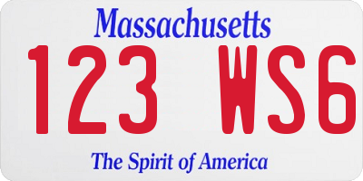 MA license plate 123WS6