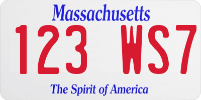 MA license plate 123WS7