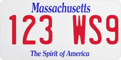 MA license plate 123WS9