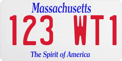 MA license plate 123WT1
