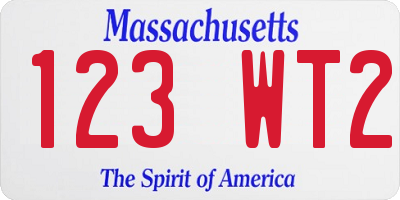 MA license plate 123WT2