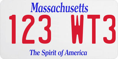 MA license plate 123WT3